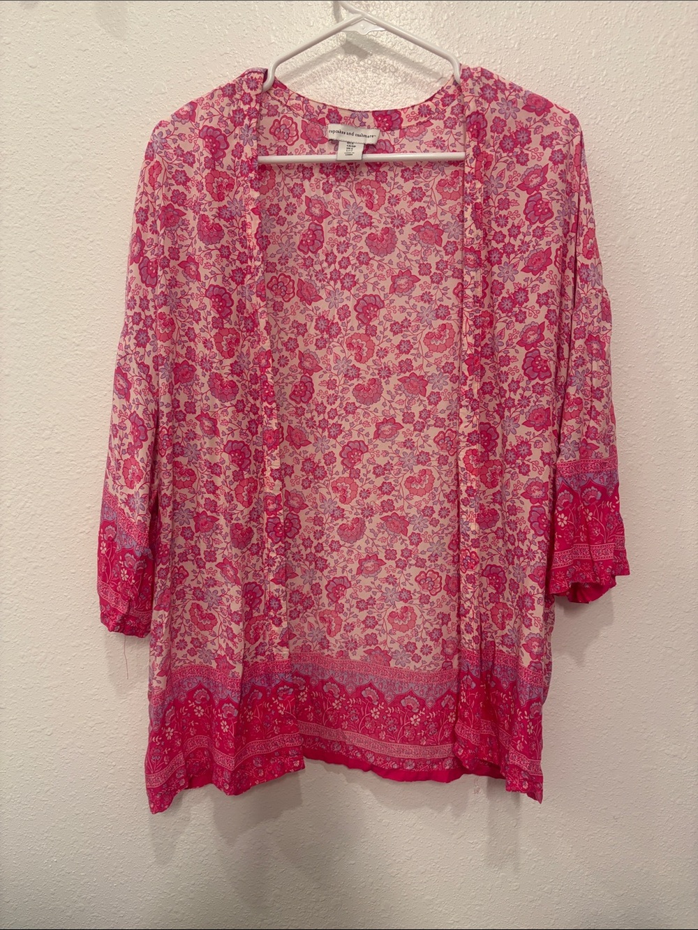 cupcakes & cashmere Pink Floral Open-Front Tunic